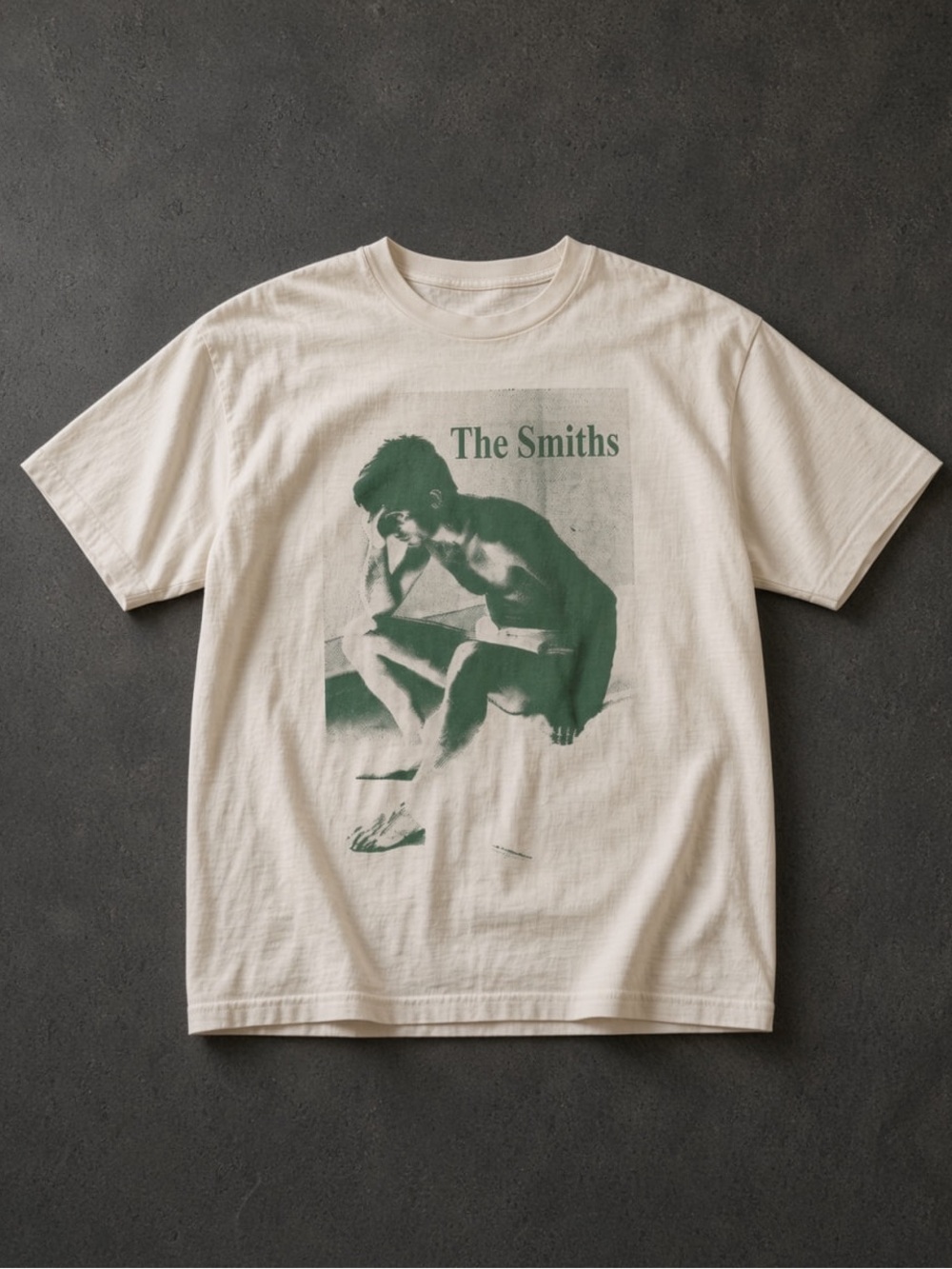 Gildan Cream Short Sleeve Tee with Green The Smiths Print